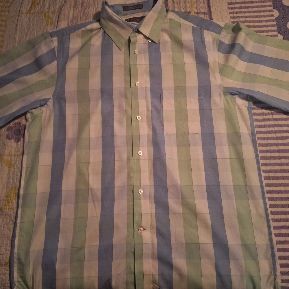 Daniel Cremieux Men's Button Down Shirt Size L Plaid Spring Short Sleeve
